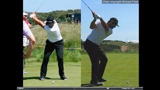 Jon Rahm golf swing  Long Iron faceon amp downtheline July 2017 [upl. by Yanttirb943]