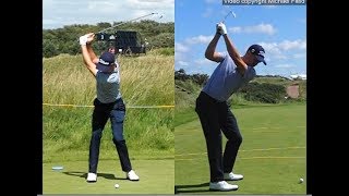 Justin Thomas golf swing  Long Iron faceon amp downtheline July 2017 [upl. by Noside]