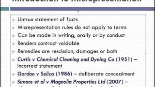 Misrepresentation Lecture 1 of 4 [upl. by Koenig212]